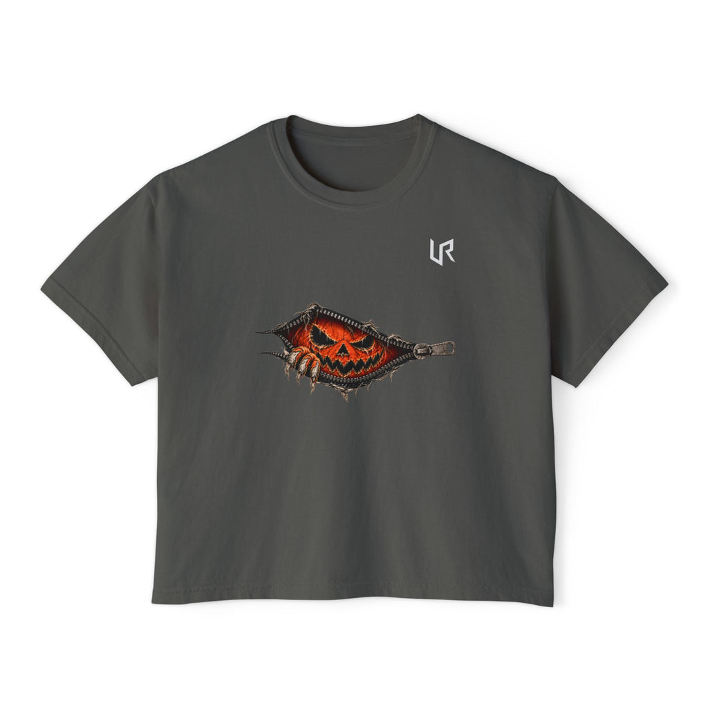 URWES Halloween Pumpkin Zipper Graphic T-Shirt 🎃 | Unisex Horror Streetwear Tee