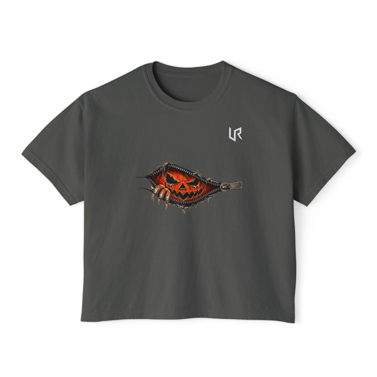 URWES Halloween Pumpkin Zipper Graphic T-Shirt 🎃 | Unisex Horror Streetwear Tee