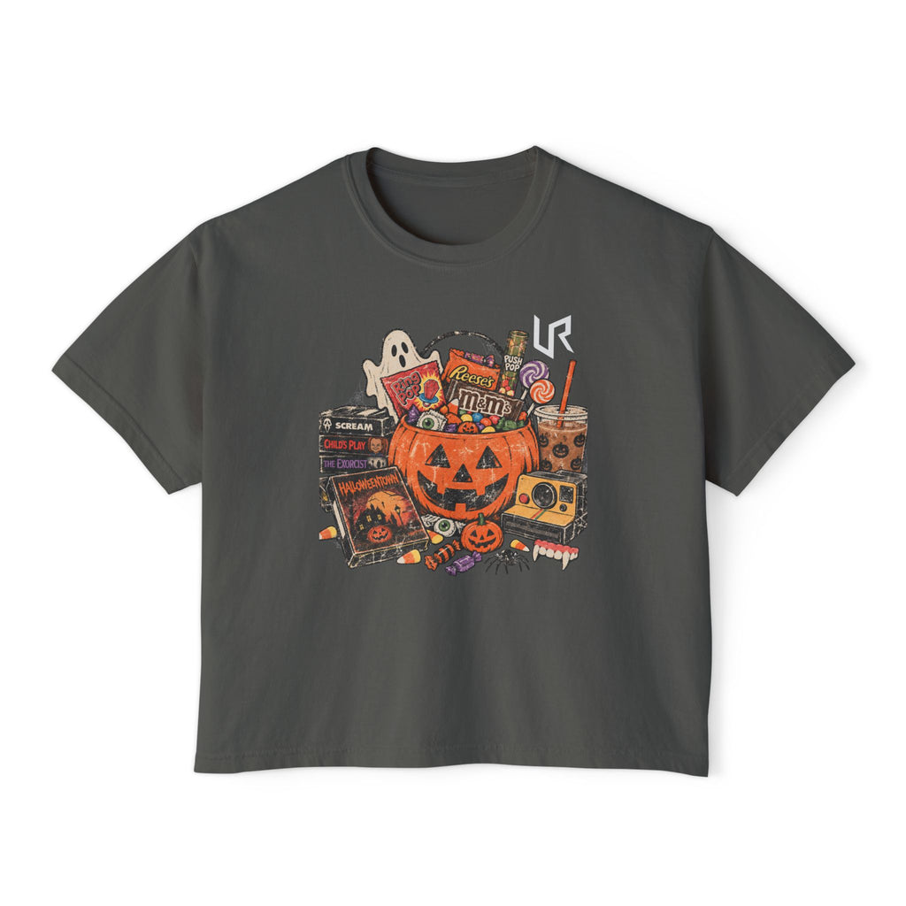 URWES 🎃 Vintage Halloween Graphic T-Shirt – Washed Charcoal Oversized Tee