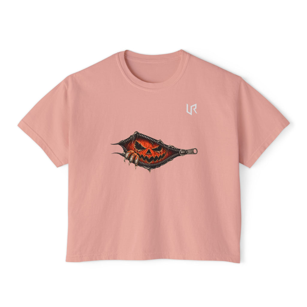 URWES Halloween Pumpkin Zipper Graphic T-Shirt 🎃 | Unisex Horror Streetwear Tee