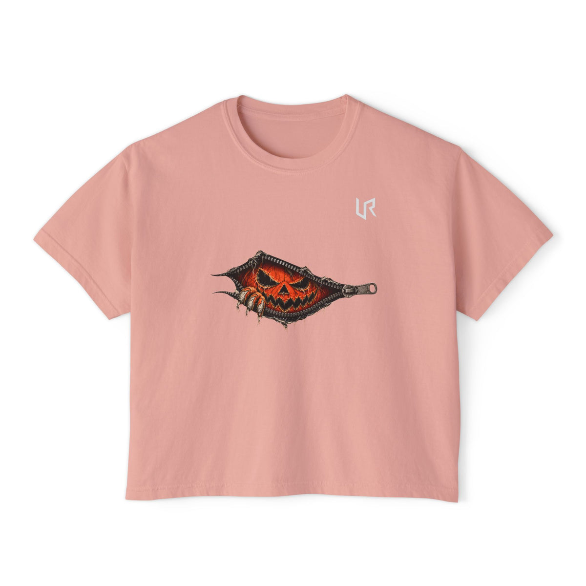 URWES Halloween Pumpkin Zipper Graphic T-Shirt 🎃 | Unisex Horror Streetwear Tee
