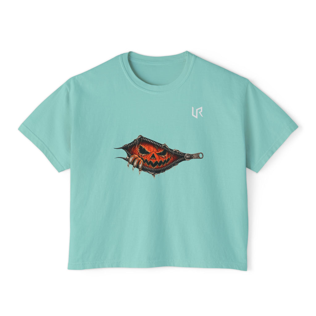 URWES Halloween Pumpkin Zipper Graphic T-Shirt 🎃 | Unisex Horror Streetwear Tee