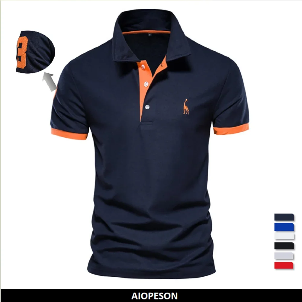 Men's Embroidered Polo Shirt – Anti-Shrink Cotton Blend Casual & Business