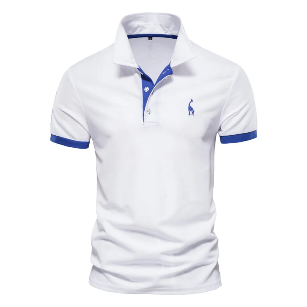 Men's Embroidered Polo Shirt – Anti-Shrink Cotton Blend Casual & Business