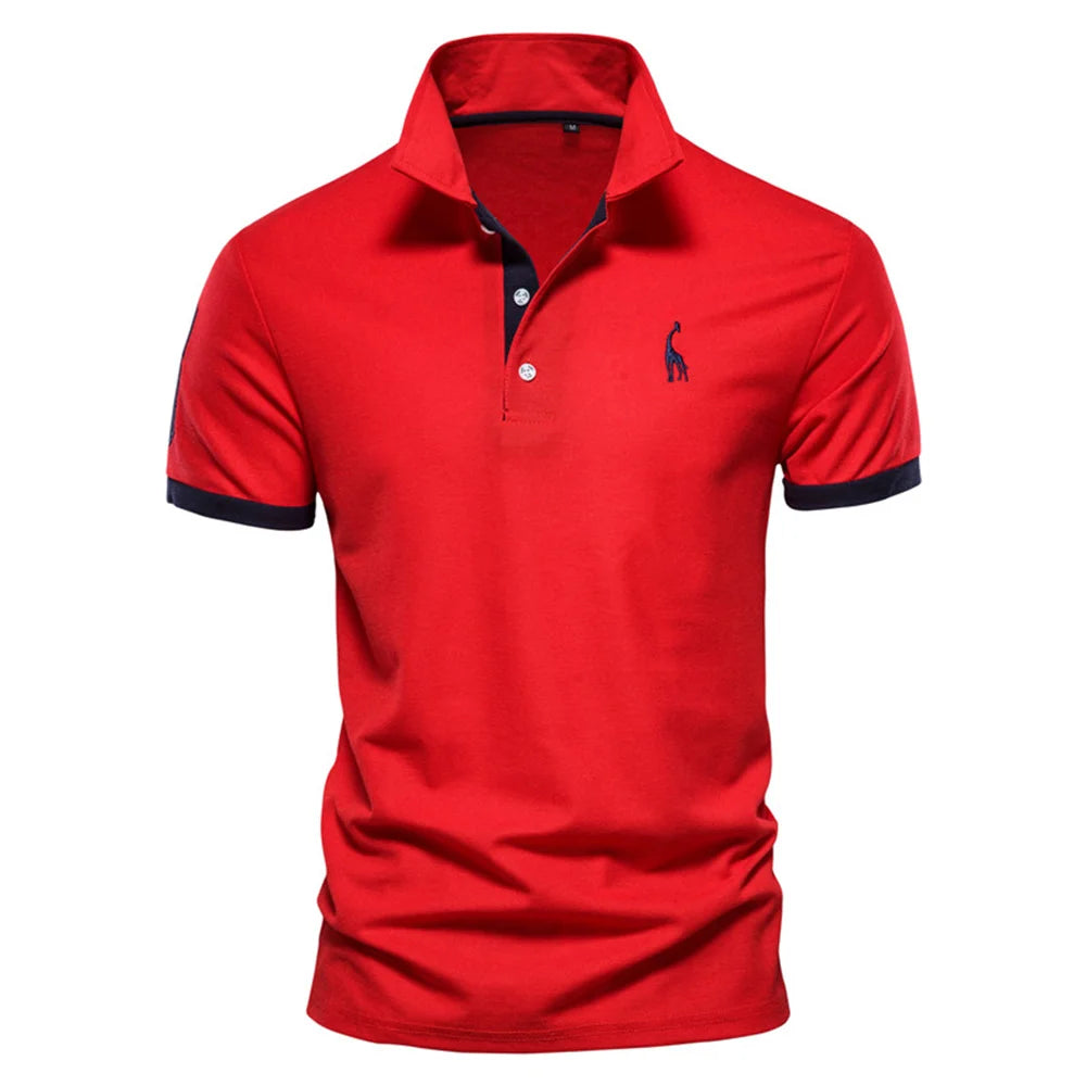 Men's Embroidered Polo Shirt – Anti-Shrink Cotton Blend Casual & Business