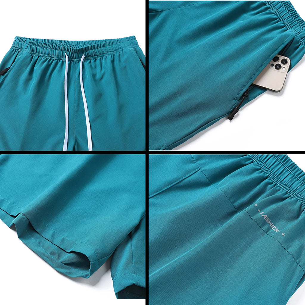Men's Athletic Running Shorts – Quick-Dry with Drawstring & Zip Pockets