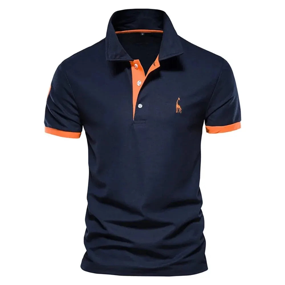 Men's Embroidered Polo Shirt – Anti-Shrink Cotton Blend Casual & Business