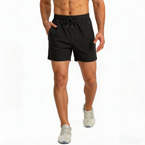 Men's Athletic Running Shorts – Quick-Dry with Drawstring & Zip Pockets