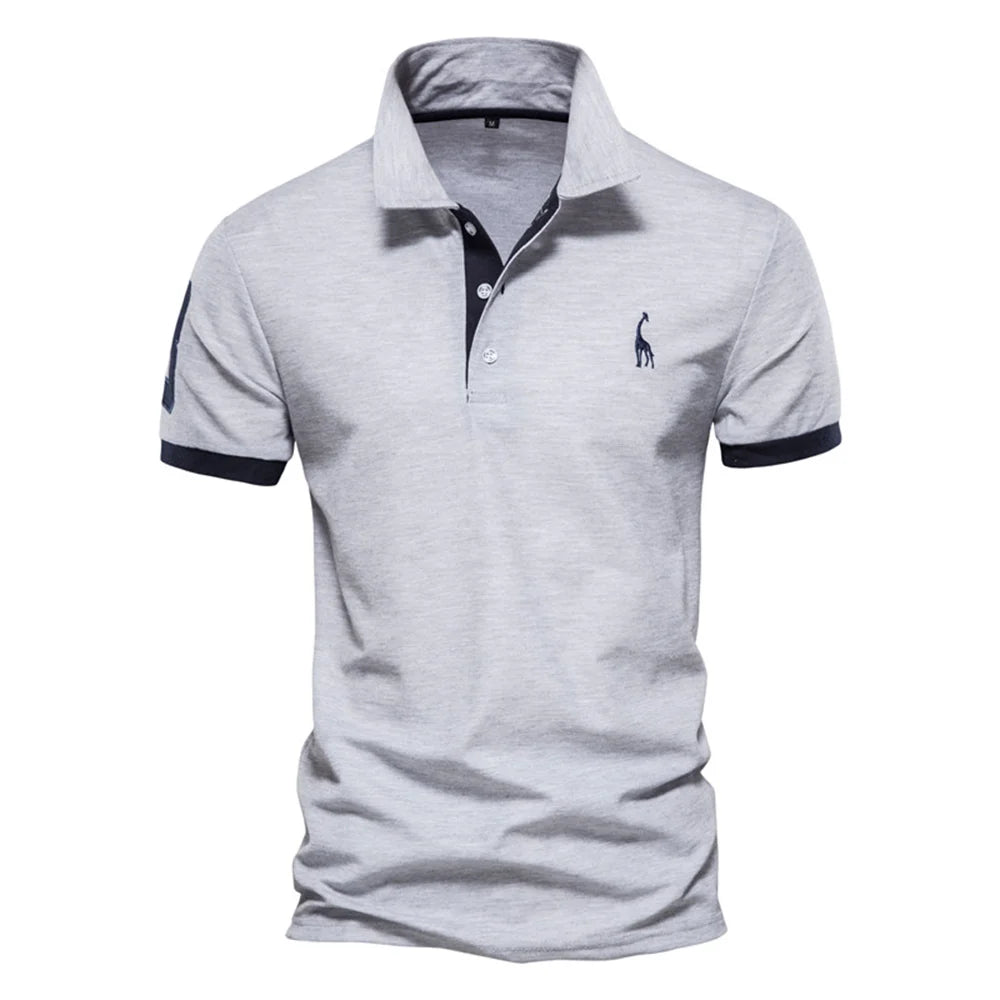 Men's Embroidered Polo Shirt – Anti-Shrink Cotton Blend Casual & Business