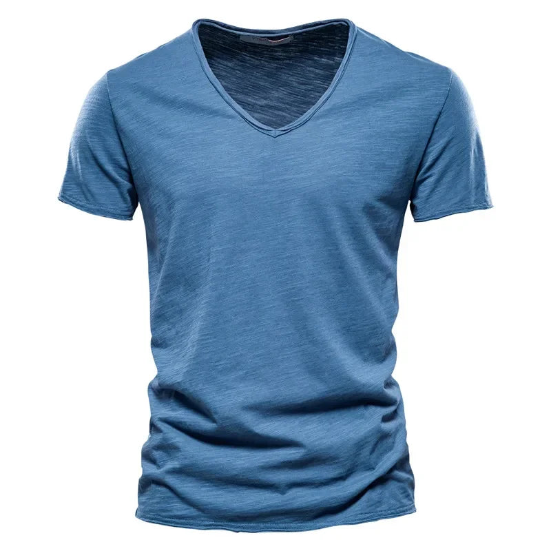 Men's Cotton V-Neck T-Shirt – Slim Fit