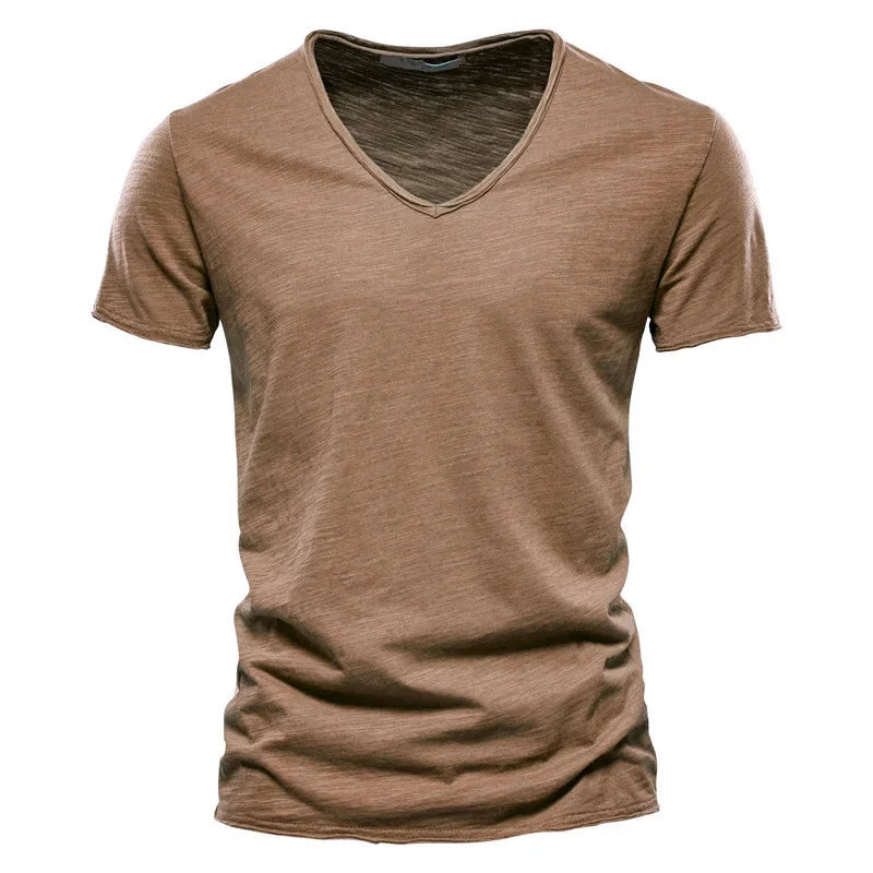 Men's Cotton V-Neck T-Shirt – Slim Fit