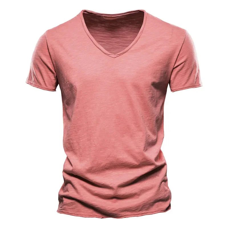 Men's Cotton V-Neck T-Shirt – Slim Fit