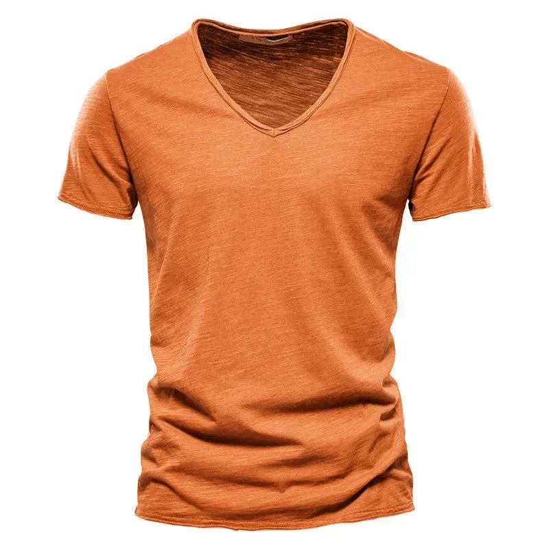 Men's Cotton V-Neck T-Shirt – Slim Fit