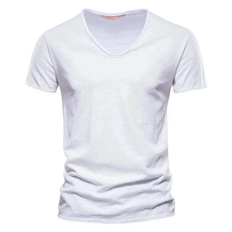 Men's Cotton V-Neck T-Shirt – Slim Fit