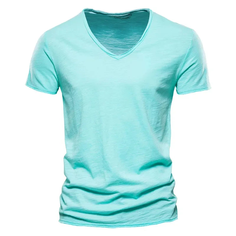 Men's Cotton V-Neck T-Shirt – Slim Fit