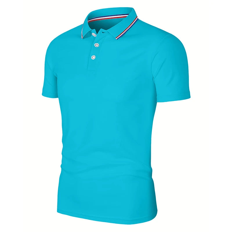 Men's Breathable Polo Shirt – Solid Color Short Sleeve Casual