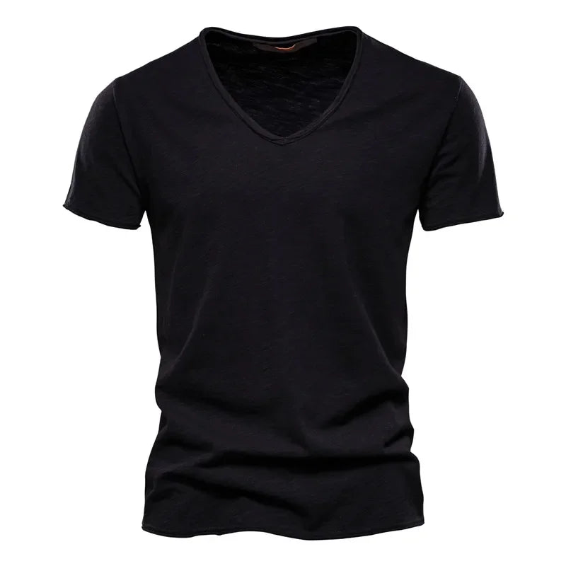 Men's Cotton V-Neck T-Shirt – Slim Fit