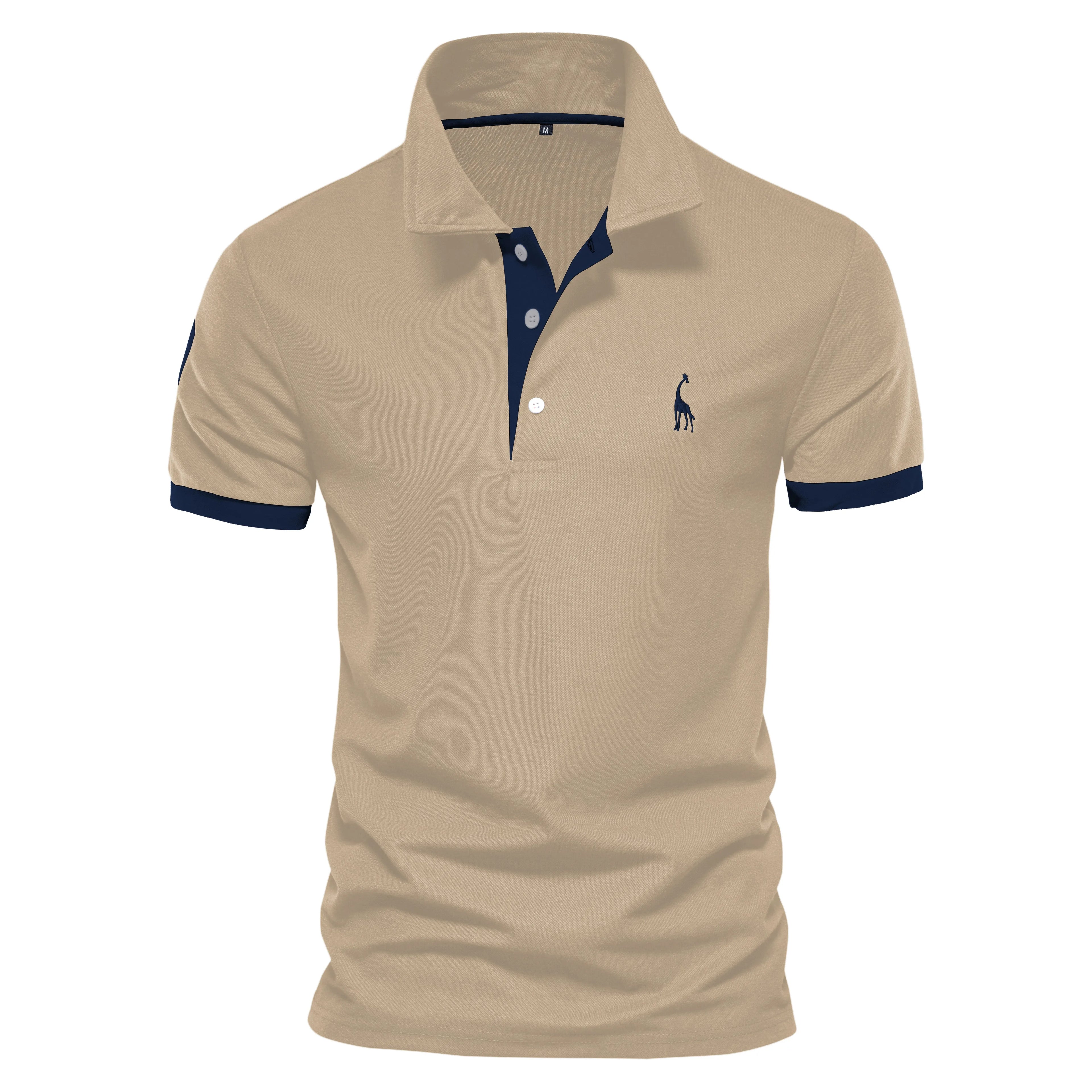 Men's Embroidered Polo Shirt – Anti-Shrink Cotton Blend Casual & Business