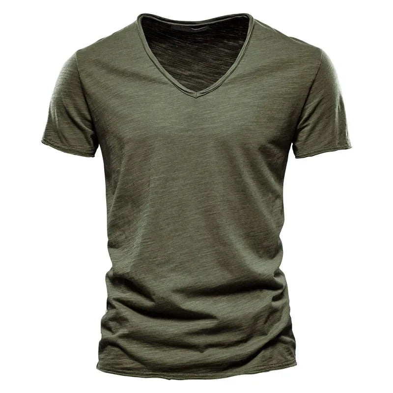 Men's Cotton V-Neck T-Shirt – Slim Fit