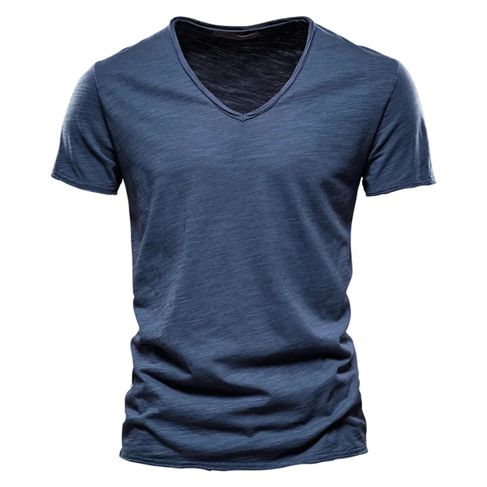 Men's Cotton V-Neck T-Shirt – Slim Fit