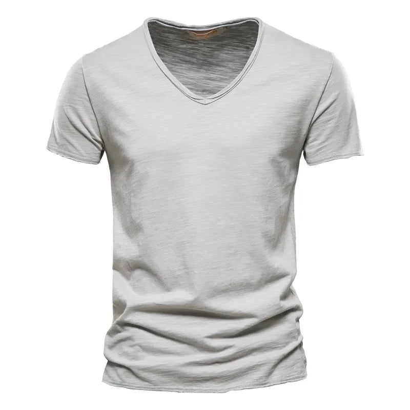 Men's Cotton V-Neck T-Shirt – Slim Fit