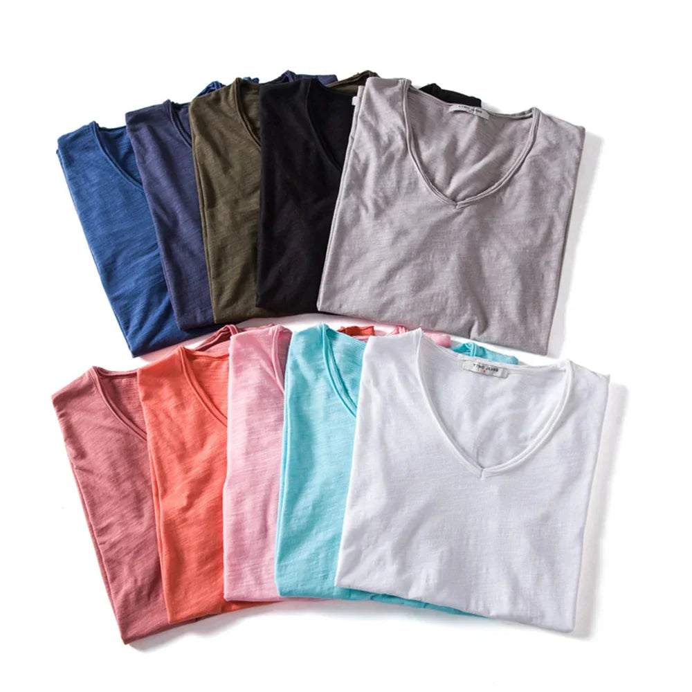 Men's Cotton V-Neck T-Shirt – Slim Fit