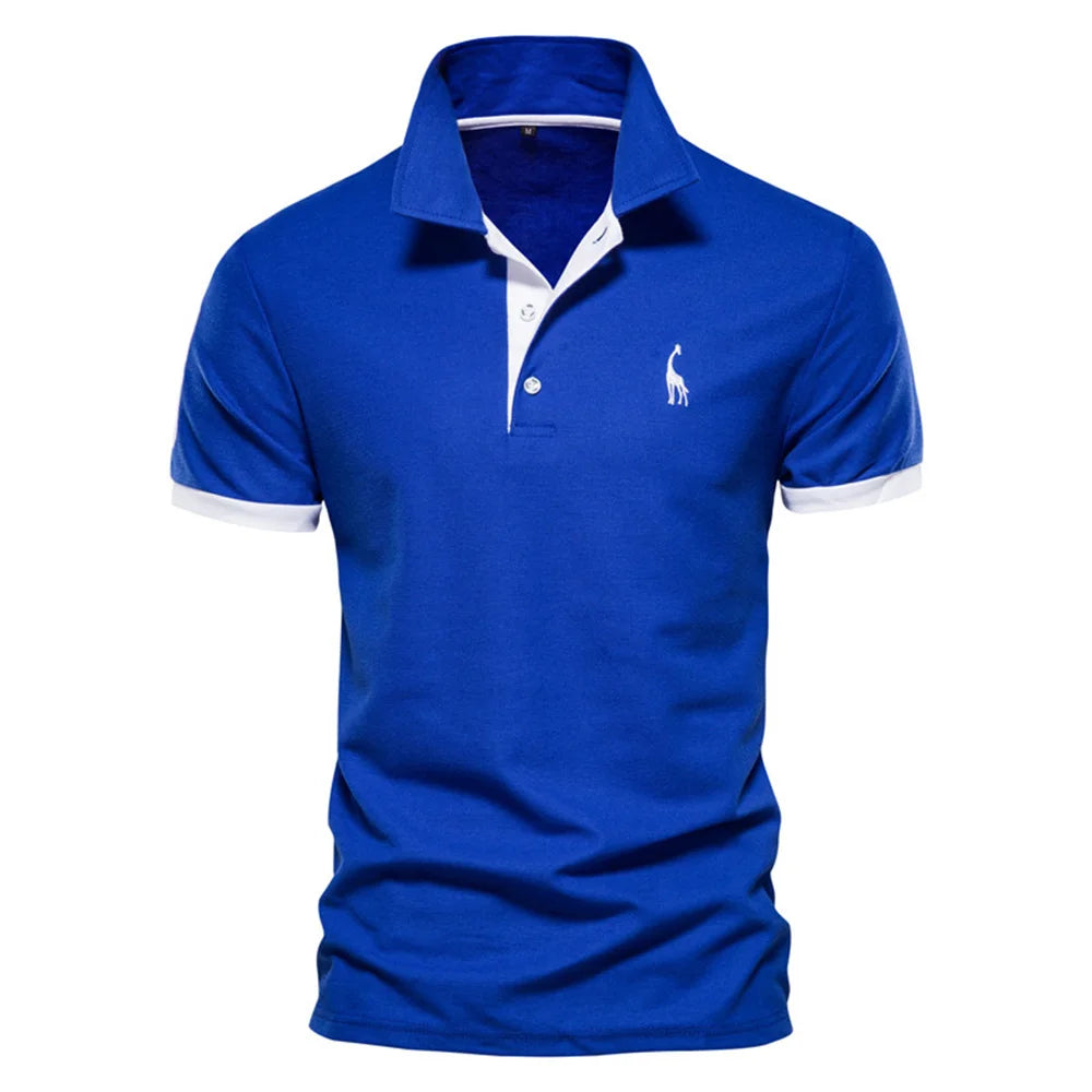 Men's Embroidered Polo Shirt – Anti-Shrink Cotton Blend Casual & Business